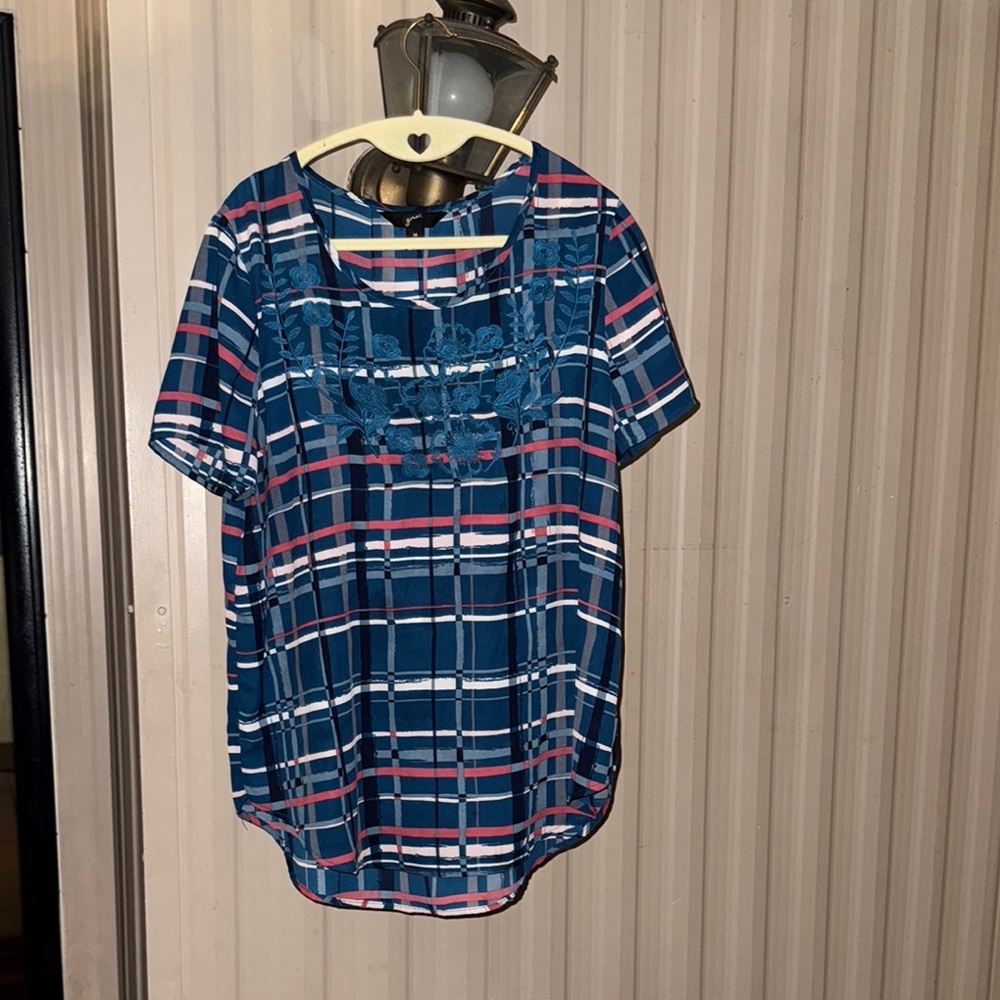 GNW Blue and Pink Plaid Blouse